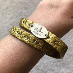 Fendi Selleria leather wrap bracelet.